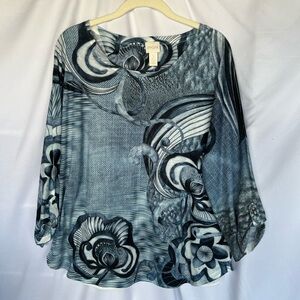 Chico’s blue & white patterned blouse size 12/L (Chico’s size 2)